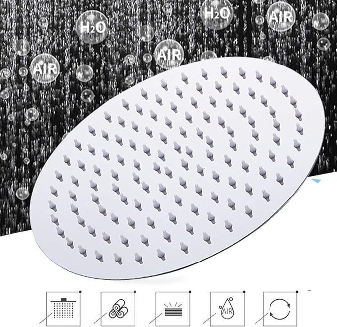 8 Round Shower Head Chrome Stainless Steel Rainfall Overhead Bathroom Large UK