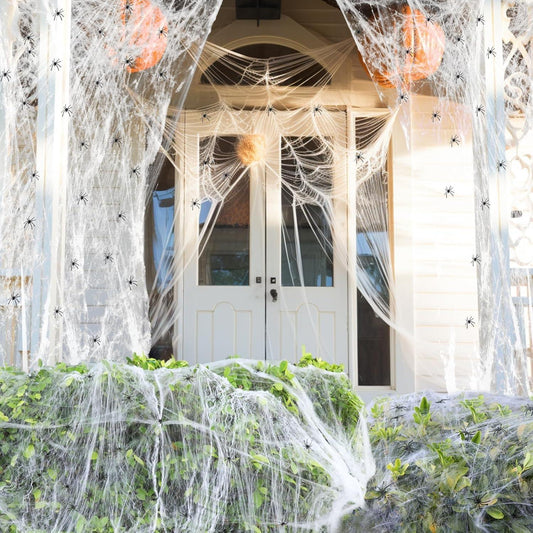 Extra Large Stretchable Spider Web For Indoor & Outdoor Spooky Party Decoration