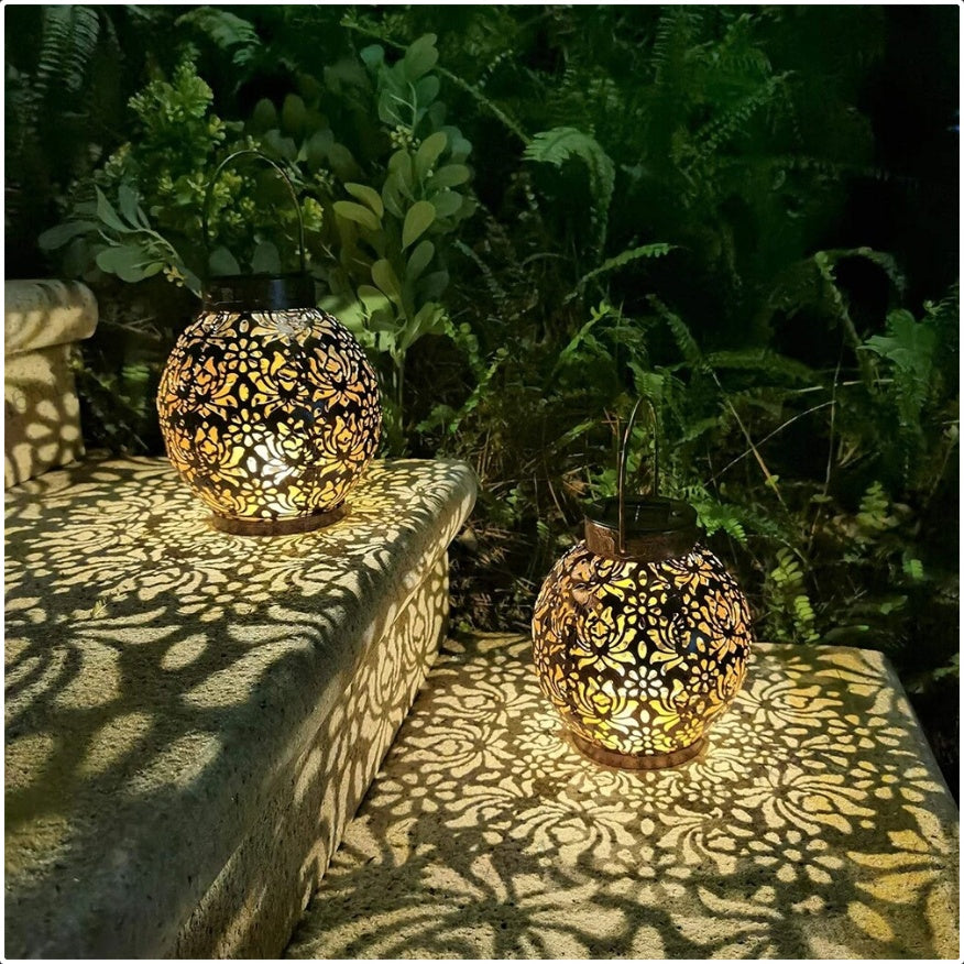 2 Pack Outdoor Solar Hanging Lantern Lights Waterproof Outdoor Garden Lawn Lamp