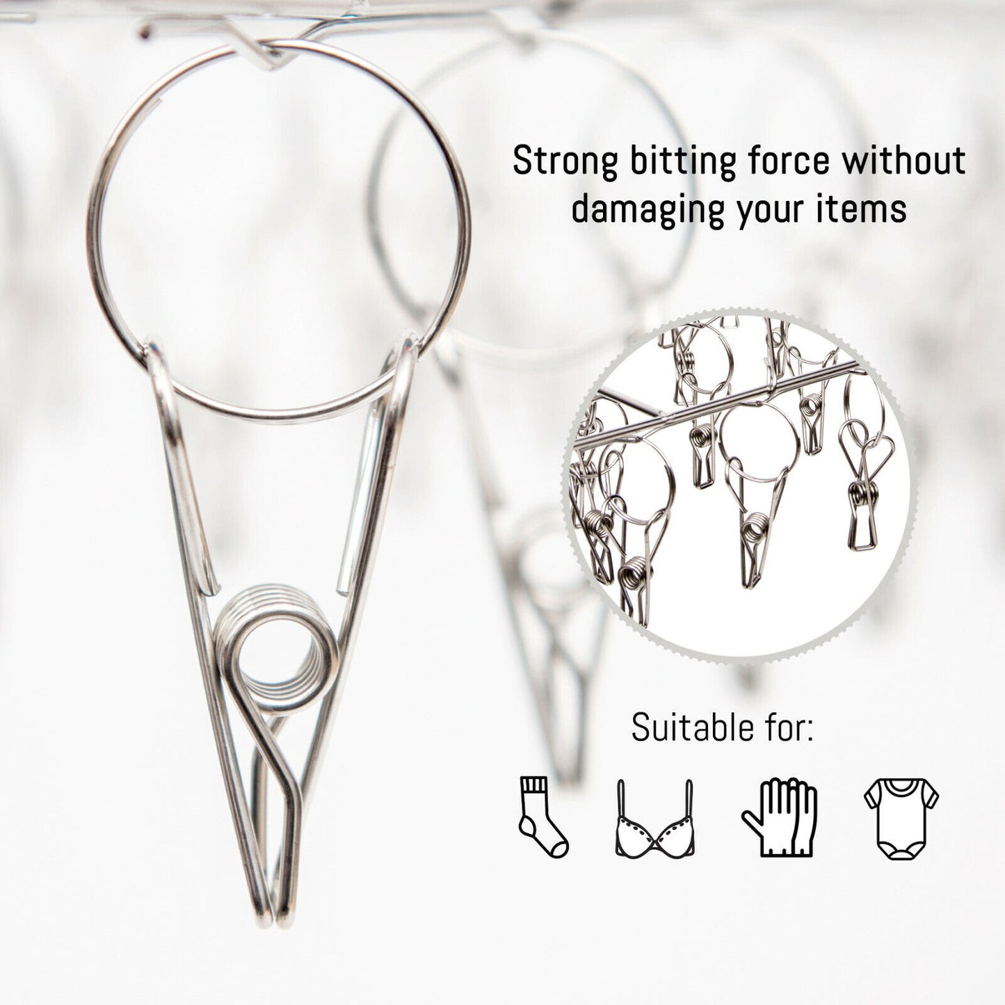 36 Thickened Clip Underwear Sock Hanger Laundry Airer Dryer Rack StainlessSteel