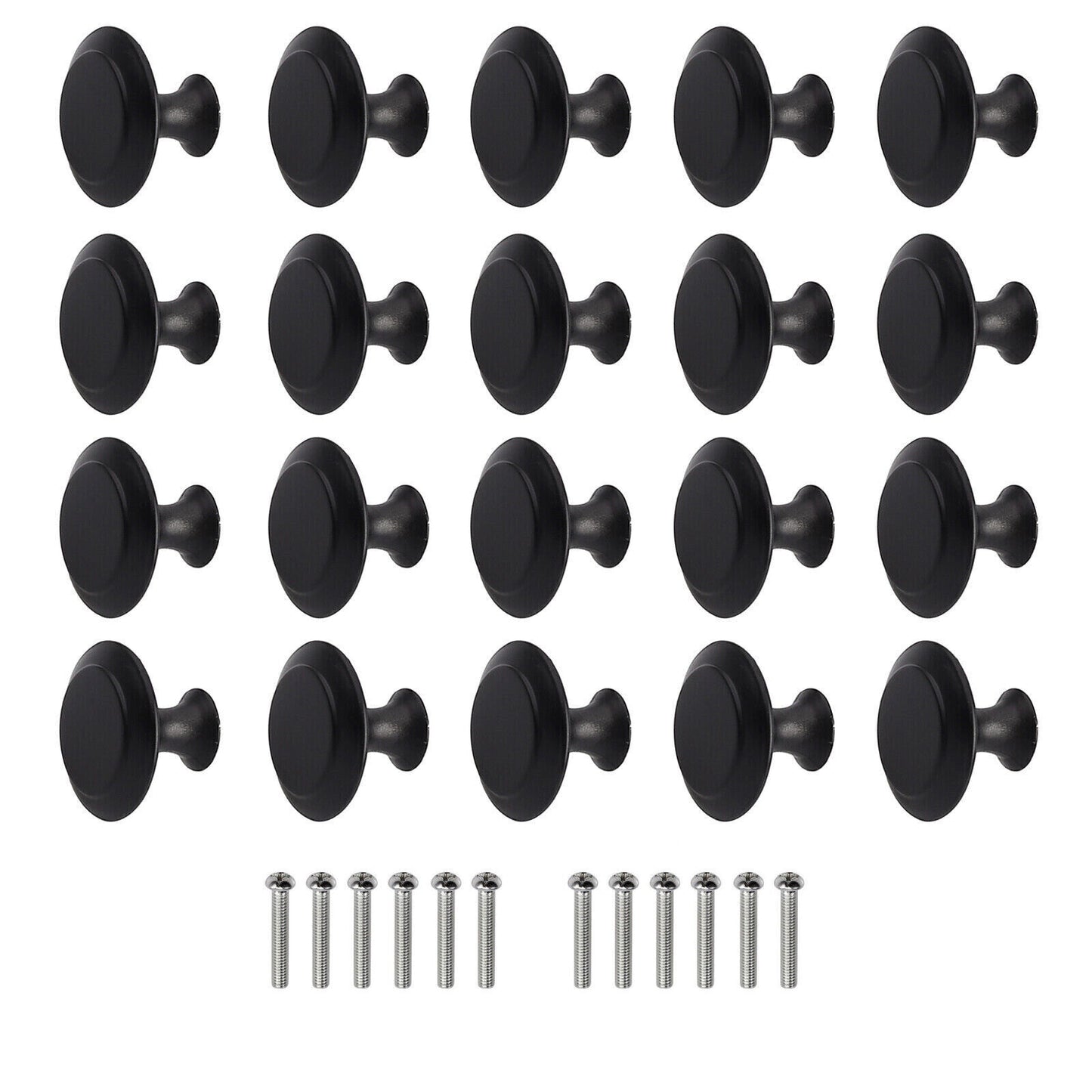 20X Door Knobs Cupboard Cabinet Drawer Round Furniture Kitchen Pull Handle Black