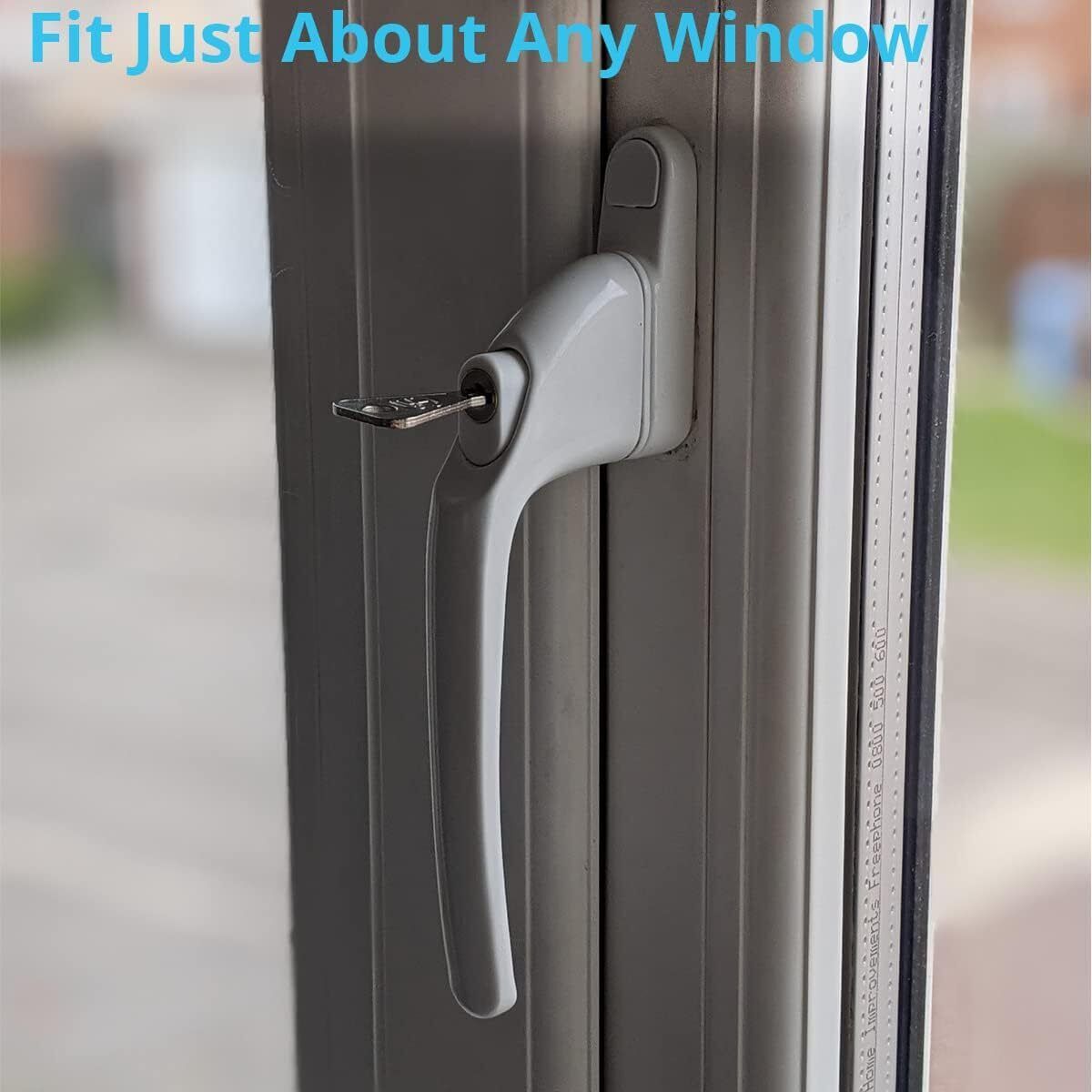5 Cylinder UPVC Universal Window Handle Straight Lock Espag Double Glazing White