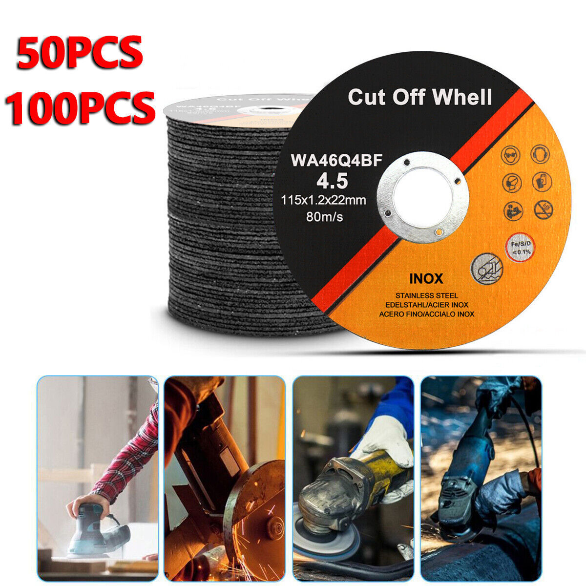 115mm ULTRA THIN 1mm METAL CUTTING BLADE DISC FOR STEEL & STAINLESS ANGLE50PCS