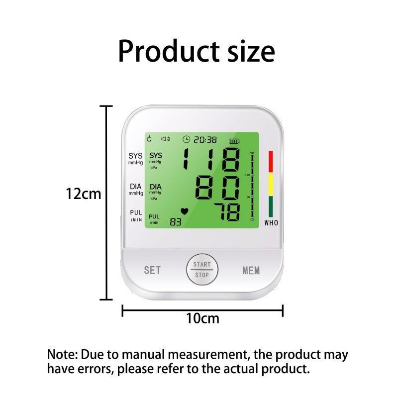 Home Arm Blood Pressure Monitor With Large Arm Cuff, Voice Announcement, Three-color Backlight And Large Display
