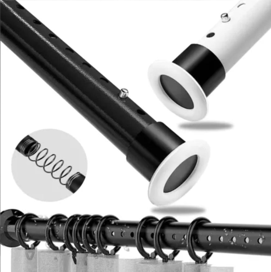 50-410cm Shower Curtain Rail Pole Heavy Duty Extendable Tension Rod No Drilling